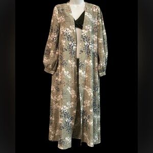 Fashion Nova Floral Kimono in Green and Blue